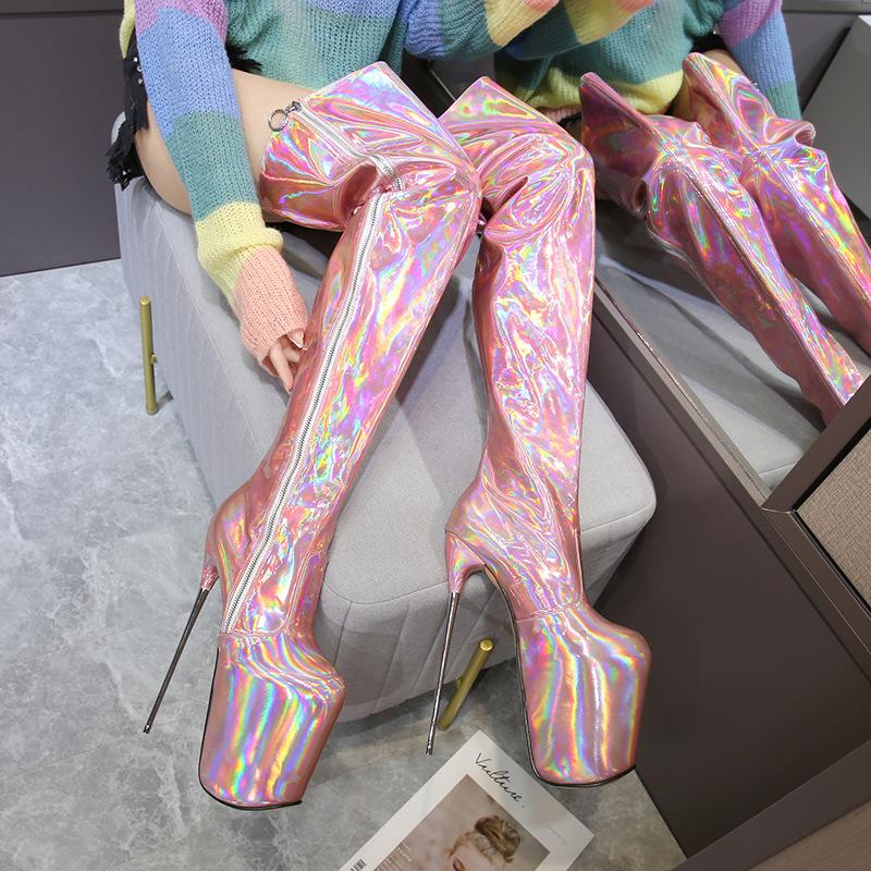 Сексуальные женские ботинки на высоком каблуке 19 см, туфли на высоком каблуке для танцев на пилоне, готическая обувь для стриптиза, туфли на платформе, на молнии, туфли с ремешками 50