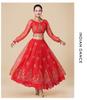 Fantasia de Apresentação de Dança do Ventre Indiana Huayu - Conjunto de Vestido de Manga Comprida de Chiffon para Mulheres