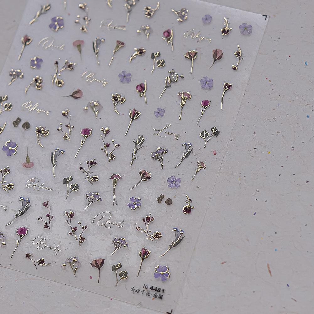 Valentine's Day Nail Art Decorations Stickers Luxury Bronzing Charming Rose Flower Golden Leaf Nail Stickers DIY Manicure Decals
