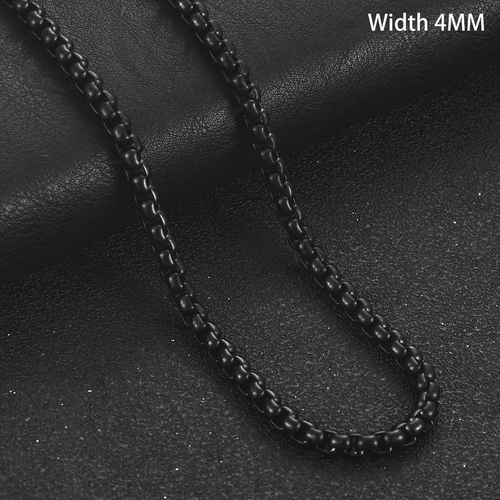2/3/4/5mm Men's Black Plated Stainless Steel Square Rolo Box Chain Necklace for Women Men Metal Choker Jewelry Gift Accessories