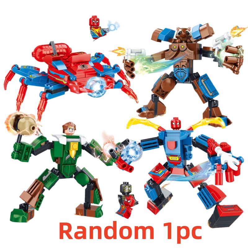 Blind Box Mini Marvel Building Blocks Figures Big Goblin Spiderman Iron Man Venom Captain Hawk Deadpool Technic Armor Gift Toys