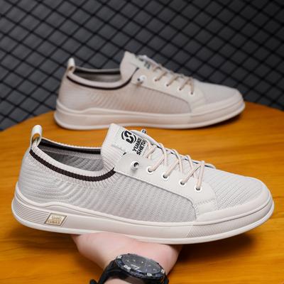 Modne Oddychające Trampki Męskie Letnie Codzienne Mokasyny Lekkie Okrągły Nosek Jednokolorowe Antypoślizgowe Płaskie Zapatillas Para Hombres