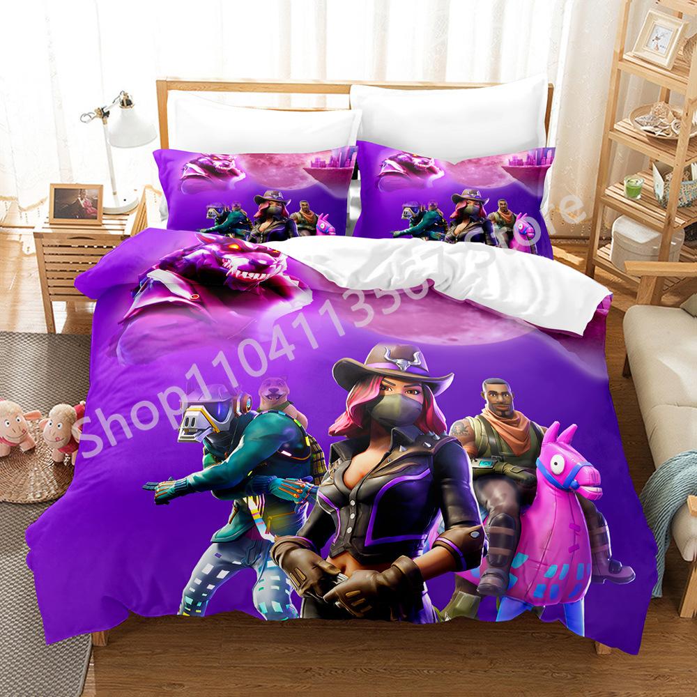 Battle Royale F-Fortnite 3PCS Bedding Set Kids Duvet Cover Quilt Pillowcase Double Size Victory Game Bedroom Linen Decoration