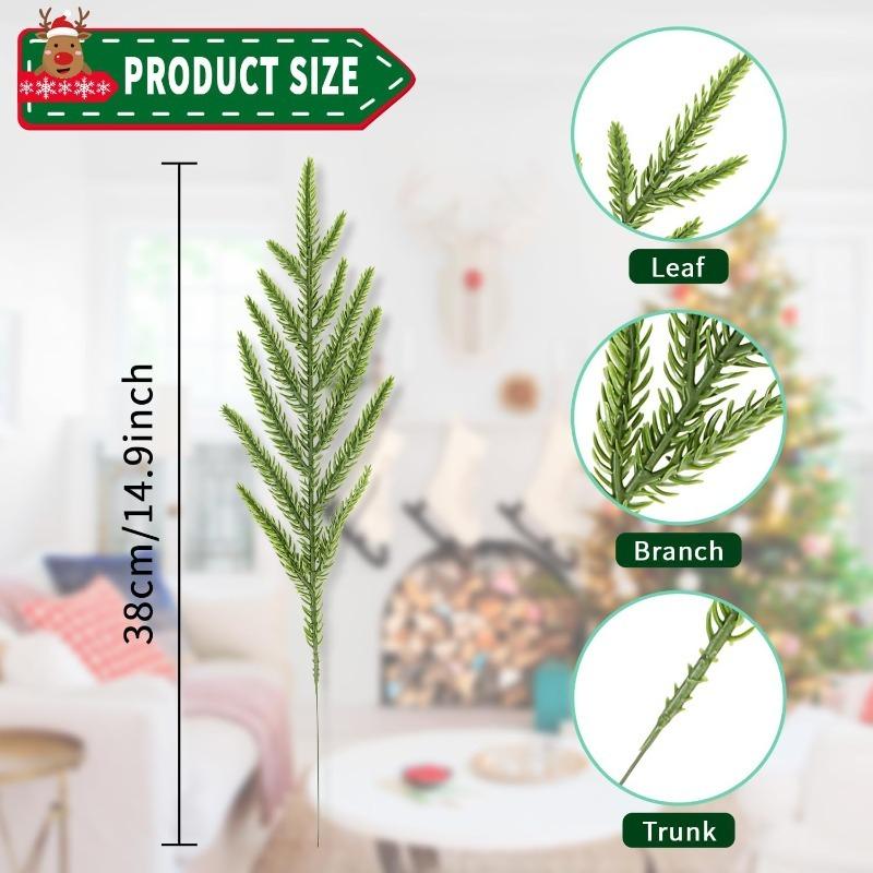 30PCS Artificial Pine Needles, Evergreen Pine Branch Wreath, Artificial Pine Branch Decoration, Christmas Leaves, Artificial Pine Branch Cedar Needles