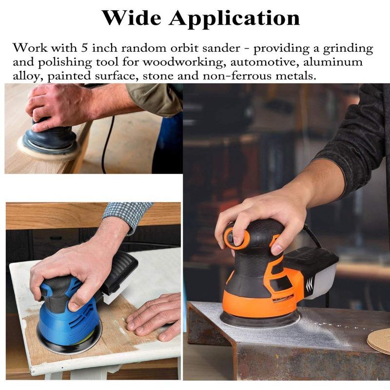 100PCS 5-Inch 8-Hole Hook and Loop Sanding Discs 120-Grit Random Orbit Sandpaper, 100-Pack