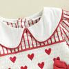 Newborn Infant Baby Girl Rompers Long Sleeve Doll Collar Heart Embroidery Plaid Print Bow Spring Bubble Jumpsuit Cute Clothes
