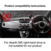 Flannel Dashmat For Fiat 500 2008-2025 Abarth 595 2012 2013 2014 2015 2016 2017 2018 2019 2020 2025-2025 Sunshade Mat Carpet Pad