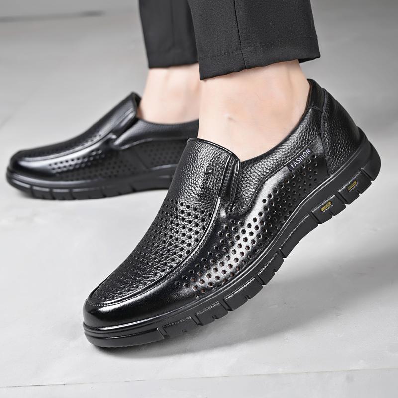 Sommer Lochleder Atmungsaktive Freizeitschuhe Herren Slipper Qualität Erwachsene Mokassins Herren Fahrschuhe Ausgehöhlte Businessschuhe