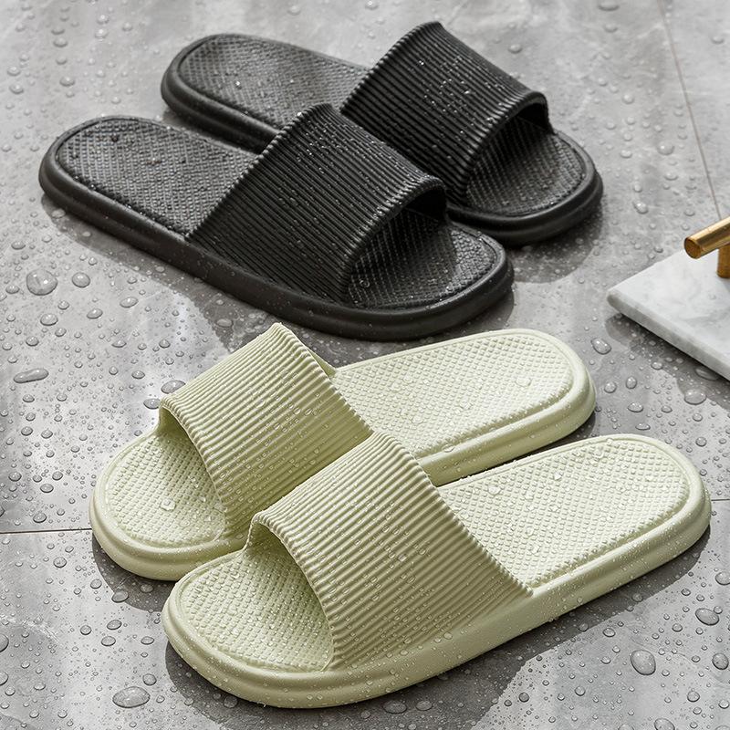 Striped cool slippers household, soft bottom eva deodorant home sandals women summer bath non-slip slippers