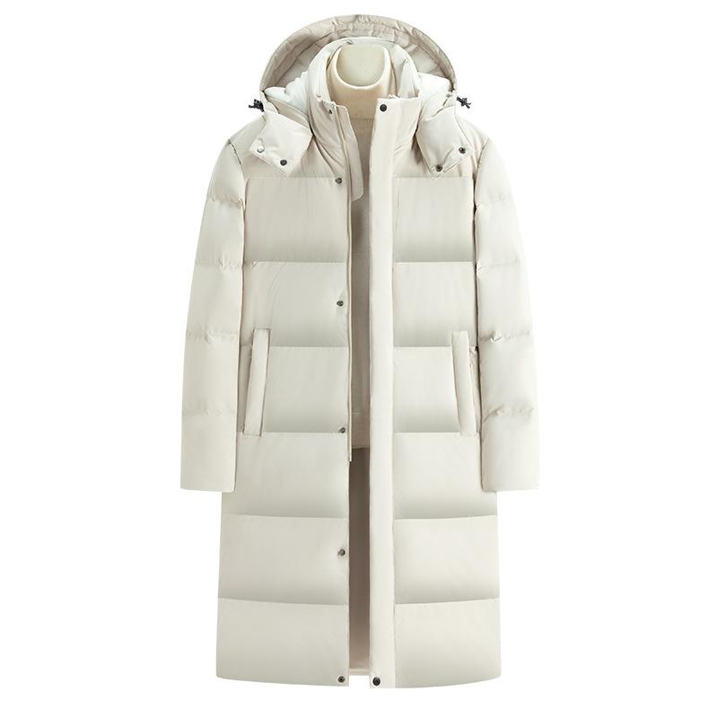 

Long Couple Down Jacket Men s and Women s White Duck Down Solid Color Versatile Down Jacket Thickened Hooded Winter Coat 5XL