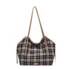 Fashion Plaid Canvas Tote Bag Women's New Versatile Casual Lightweight Shoulder Bag