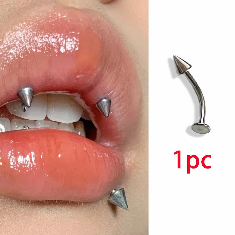 1pc Heart Moon Shape with Zircon Stainless Steel Lip Stud For Woman Girl Daily Party Earring Stud Cartilage Piercing Zircon