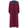 XS-XXL Women’s Stage Performance Robe: V-Neck Puff Sleeves Color Block Gown with Front Split Zipper for Choir