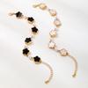 2026 New Classic Five Leaf Flower Charm Bracelet for Women Pearl Splice Chain Wristband Drip Glaze Bangle Luxury Jewelry Gifts
