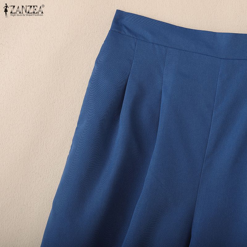 ZANZEA Women Casual Elastic Waist Loose Patchwork Loose Pants