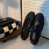 Sheepskin version~ Mary Jane shoes women's new French ballet shoes women's flat-bottomed pleated retro versatile light mouth single shoes