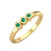 Tiny Round Shape Green Onyx Gemstone 925 Sterling Silver Gold Plated Three Stone Minimalist Women Engagement Ring