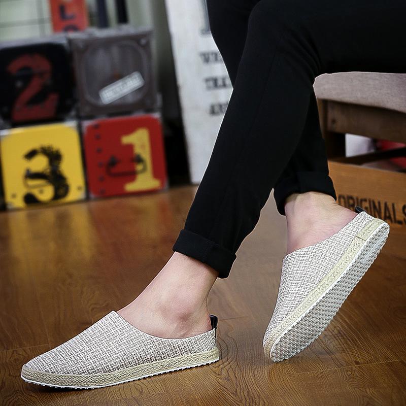 New Trendy Hemp Weaving Men Slippers Summer Outdoor No Heel Casual Shoes Light Comfortable Daily Walking Shoes Home Slipper