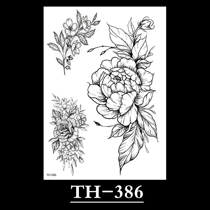 Flower Arm Tattoo Sticker, Half Arm Waterproof Tattoo Sticker, Sketch Line Tattoo Sticker Tattoo
