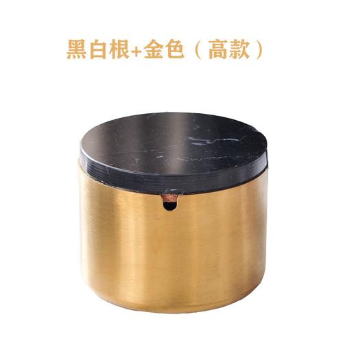 BREuropean Style Marble Alloy Ashtray with Lid Anti Fly Ash Luxury Stainless Steel Car Brass Color Multifunctional Ashtray DecorEY