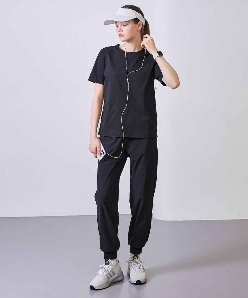 BASIC HOUSE Women'S Breathable Sorona Regular Fit Plain Short Sleeve T-Shirt Black