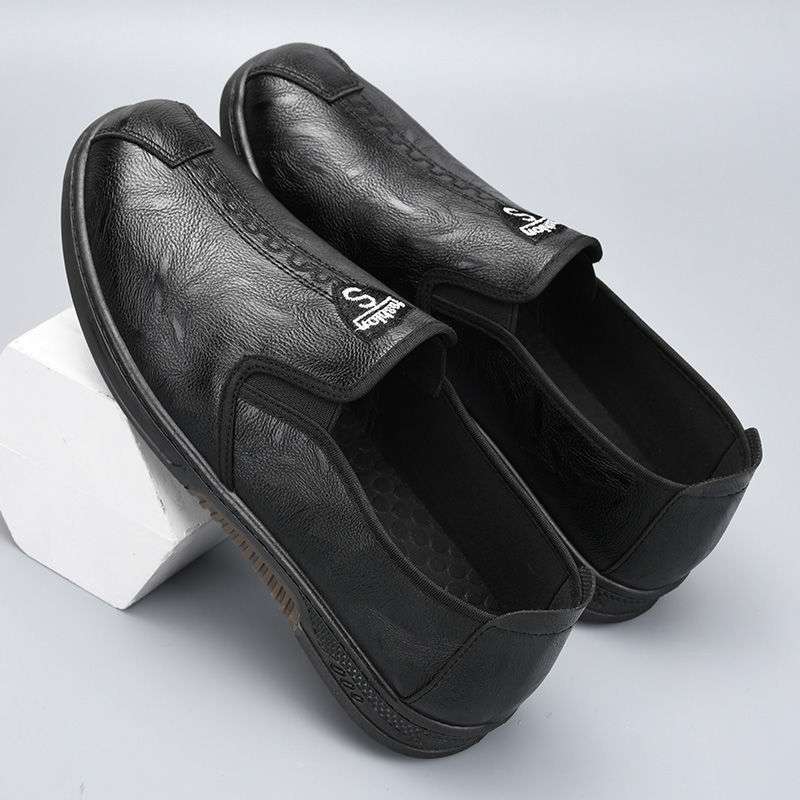 Spring and summer men's casual leather shoes waterproof and oil-proof chef shoes soft-soled non-slip work shoes hotel work leather shoes men
