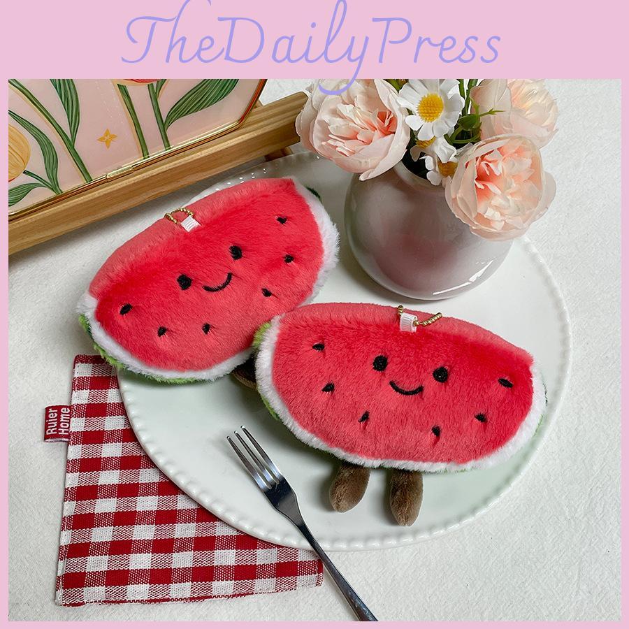 Cute Watermelon Plush Keychain With Pp Cotton Filling For Bag Decoration And Collectors