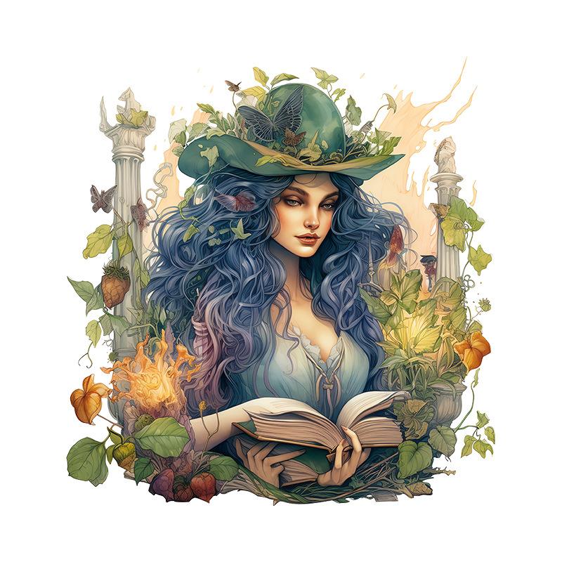 

Настенные наклейки Богиня-ковбой для спальни, изголовья кровати, декора кабинета, самоклеящиеся фоновые наклейки 30x30CM зелёный