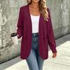 Women's Color V-Neck Long Sleeve Knit Cardigan Jacket for Fall Winter Casual Wear