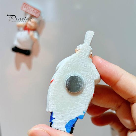3D Fridge Magnet Cartoon Fat Chef Magnet, Hand-painted Refrigerator Picture Photo Holder for Home Office Kitchen Decoration Durable