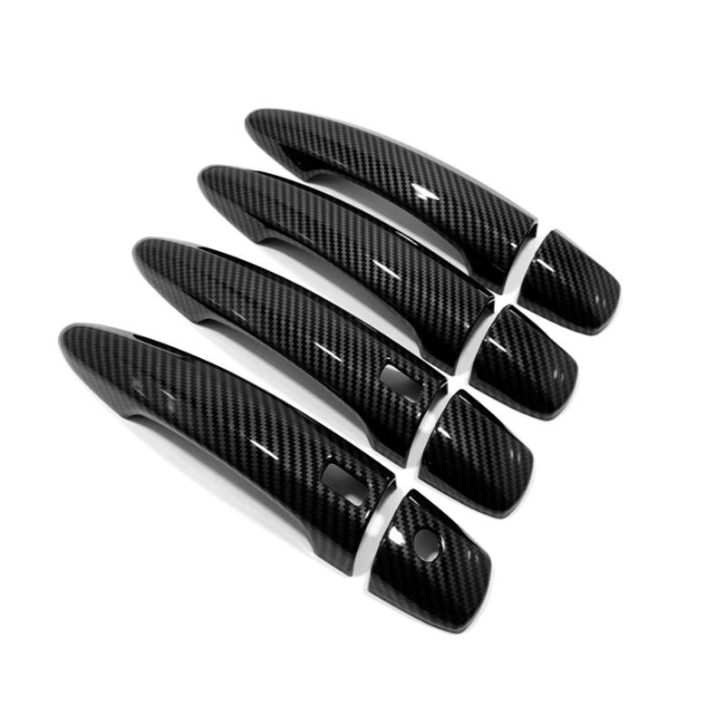 For Nissan Qashqai J12   ABS black Carbon Fiber Chrome Car Door Handle Cover Stickers Styling Accessories