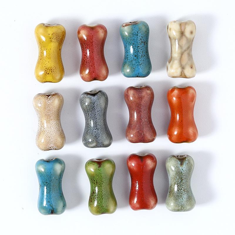 10pcs Design Sense Bone Retro Fun Shaped Ceramic Beads Jewelry Making Materials Charm Bracelet and Necklace Trend Accessories