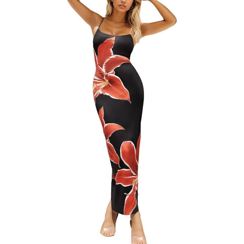 Sexy bedrucktes Spaghettiträgerkleid im europäischen und amerikanischen Stil - Heißer Verkauf im Frühling/Sommer