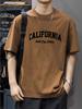 Men's 100% Pure Cotton Casual Loose California Letter Pattern Printed Comfortable Round Neck Short Sleeved T-shirt