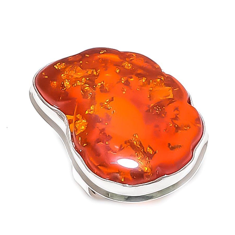 Baltic Amber Gemstone 925 Sterling Silver Jewelry Ring Size 9