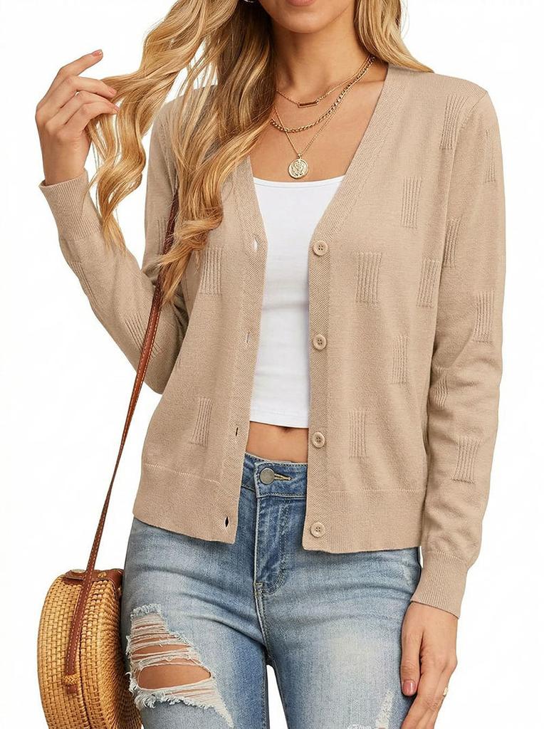 European and American foreign trade slim-fitting long-sleeved V-neck knitted sweater top sweater cardigan jacket women