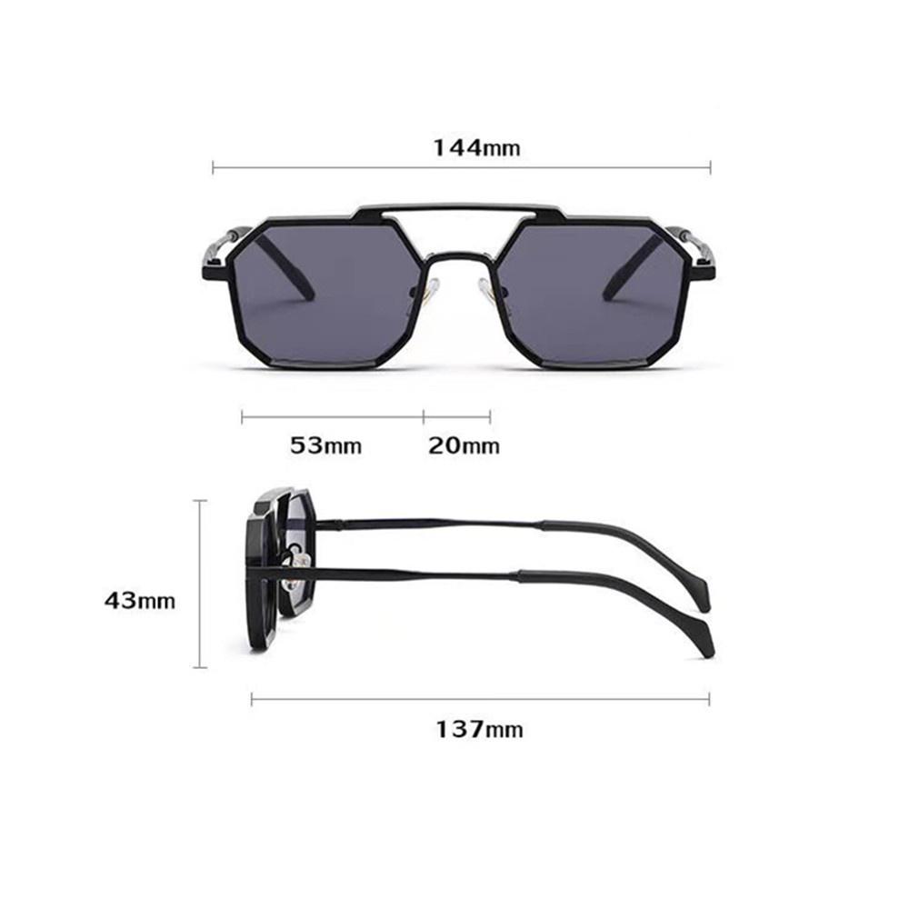 Retro Large Frame UV Protection Fashion Metal Sunglasses Sunglasses for Men/Women Square Sunglasses Polygon Sun Glasses