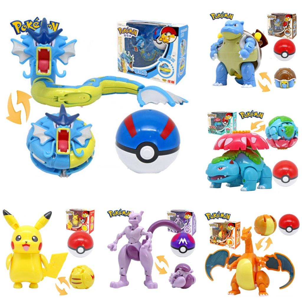 Pokemon Transforming Egg Figures Pikachu Charizard Bulbasaur Collectible Toys