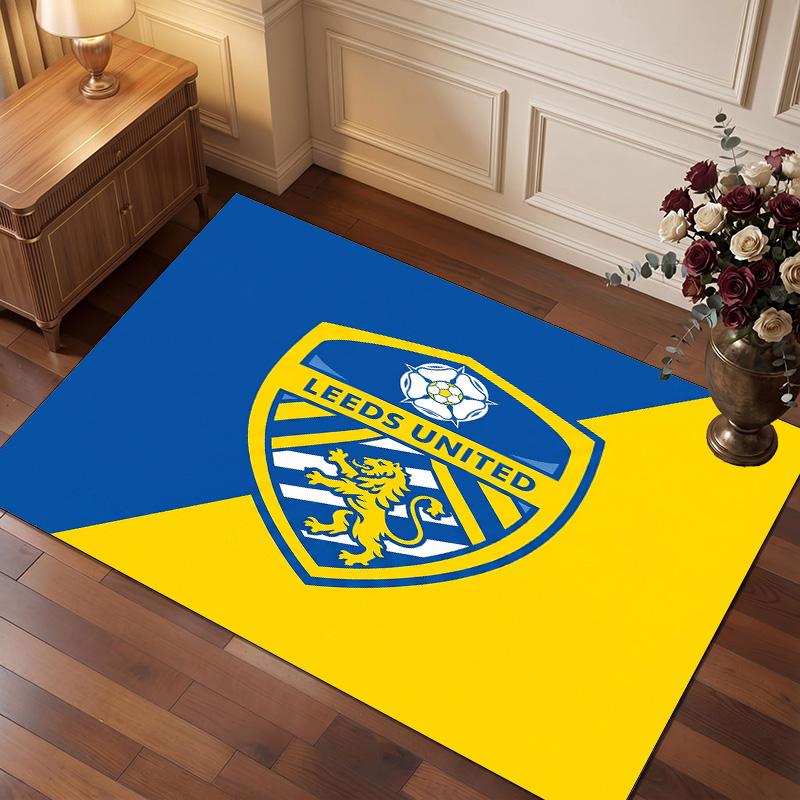 Tappeto in Velluto di Cristallo con Stampa del Leeds United Football, Comodo Assorbente d'Acqua Antiscivolo Tappeto per Pavimenti Interni