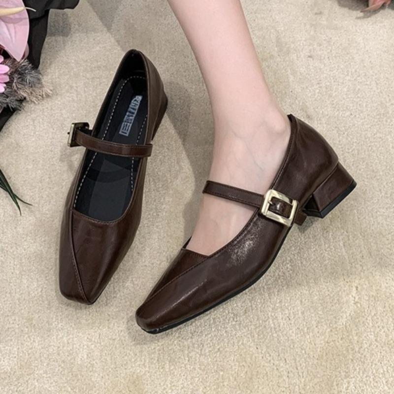 Fashion Elegant Women Heeled Shoes Fashion Shallow Buckle New Shoes Designer Classical Leather Pumps 2025 New Winter Zapatillas De Mujer