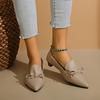 Women's Low Heel Shoes Spring New Pointed Head Shallow Mouth Butterfly Knot Soft Sole Non-slip Low Top Shoes