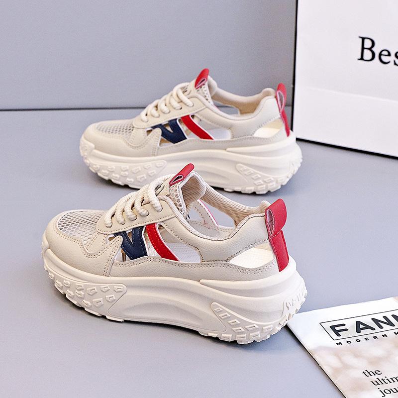 

Zapatos Sandalias De Mujer Summer Fish-mouth Breathable Sandals Korean Lace-up Soft-sole Casual Flat Shoes Women Holiday Sneaker 40