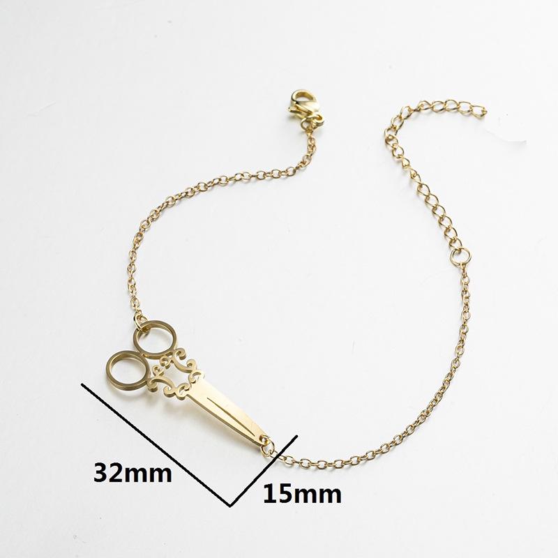 Stainless Steel Scissor Pendant Bracelet in Gothic Punk Style for Men and Women