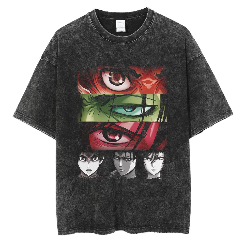 

Горячая аниме атака титанов Леви Аккерман крутая графическая футболка с принтом для мужчин и женщин стираные хлопковые футболки Harajuku мужская свободная футболка 4XL