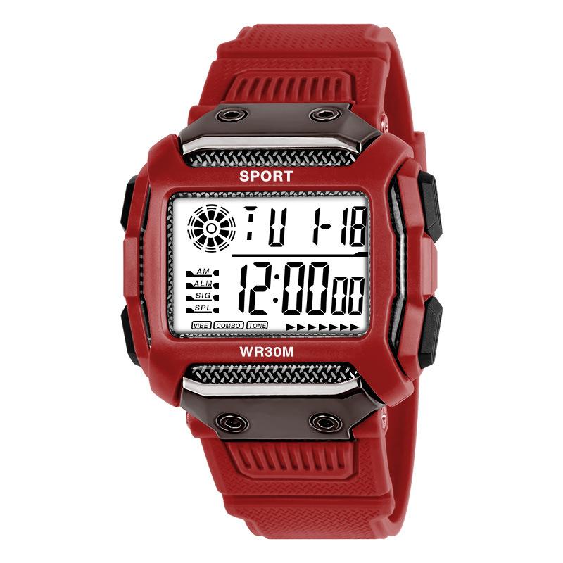 

Мужские спортивные часы водонепроницаемые уличные цифровые светодиодные часы-будильник электронные часы красный