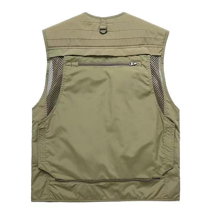 Men's Multi-Pocket Outdoor Fishing Photography Vest, V-Neck Sleeveless Plus Size Workwear 7898 Thin Design