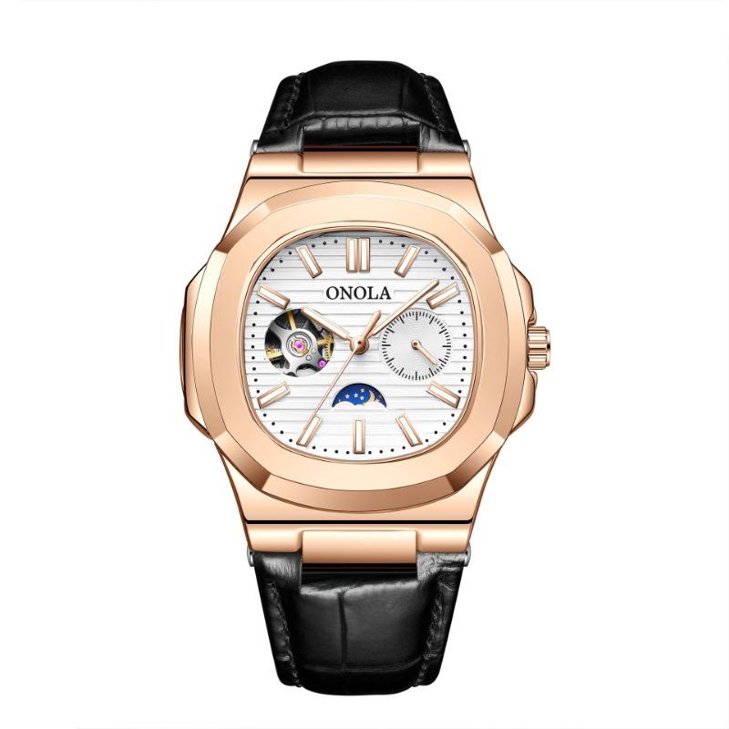 

Топ Бренд Высокое Качество Солнце Луна Звезда Утро Автоматические Механические Часы Полые Кожаные Водонепроницаемые Мужские Часы