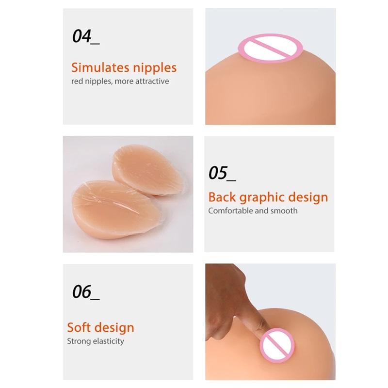 Realistic Self-Adhesive Fake Breast Artificial Silicone Breast Female Anchor Fake Chest Bra for Cosplay Crossdresser Transgender