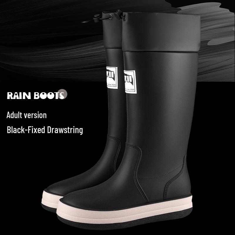 Wasserdichte Mid-Calf Anti-Rutsch Stiefel mit Kordelzug für Alle Jahreszeiten - Eltern-Kind-Stil Japanische Gummistiefel für Männer