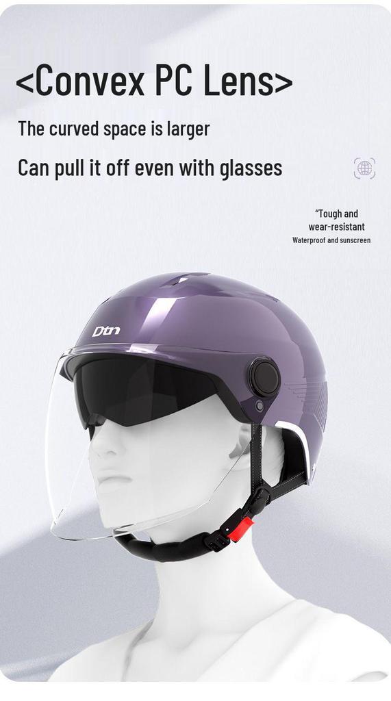 3C Certified Electric Vehicle Half Helmet with Double Visor for Large Head Circumference - All-Season, Unisex